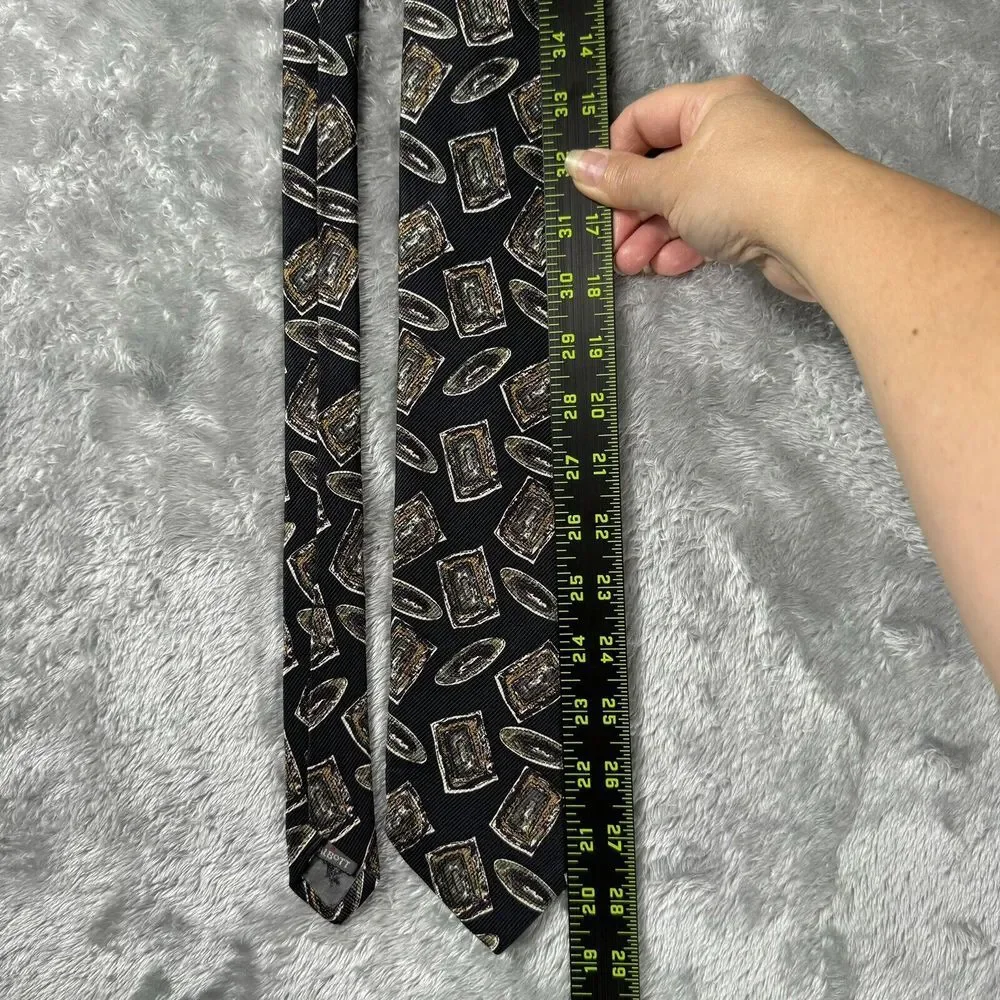 ROBERT TALBOTT Best Of Class Necktie Men's 100% Silk Necktie Black Geometric Tie